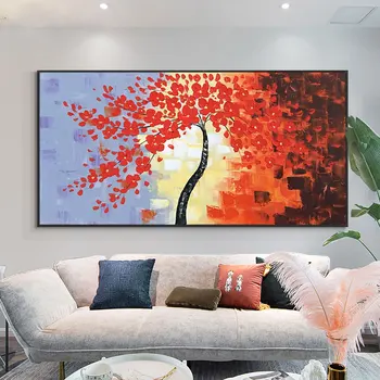 Ročno Oljna slika Na Platnu Wall Art 3D Cvet Abstraktno Sliko, ki je Srečen Drevo, Sodobno Ročno Poslikane Urad Klub Dom Dekor Zidana