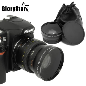 Slava Star 52 MM 0.45 x širokokotni Objektiv + Makro Objektiv za Nikon DSLR Fotoaparate z 52 mm UV Leče Filter Navoj