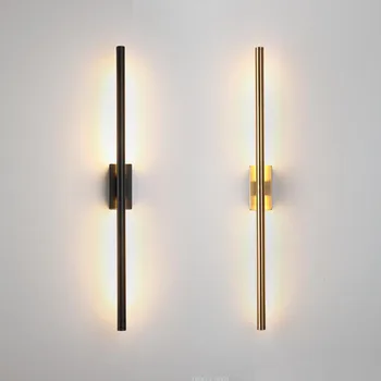Sodobna navadno linearno cev LED stenska svetilka gor dol ozadju nasprotni steni svetlobe Črnega Zlata Postelji Foyer Koridor Stenska svetilka