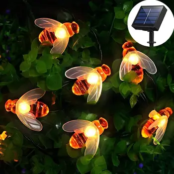Sončne Honey Bee Pravljice String 8 Način Nepremočljiva Prostem Na Vrtu Cvet Ograjo Praznik Svetlobe