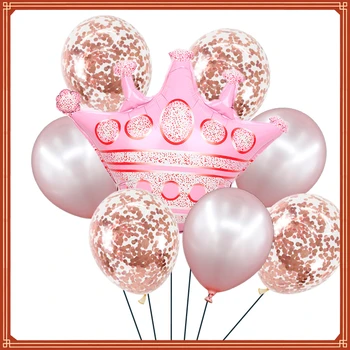 Srednja Rose Zlata, Roza, Modra Princesa Krono Folijo Latex Baloni Happy Birthday Svate Baby Tuš Odlikovanja