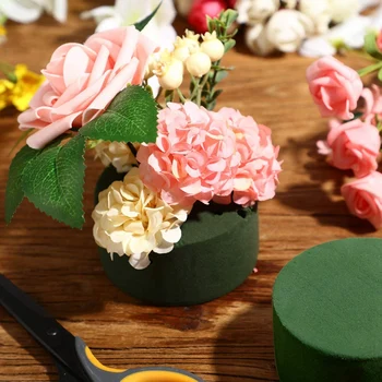 Vroče 8 Pack DIY Cvetlični Aranžma Kit Zeleni Krog Mokro Cvetlični Peno Poroko Oltarja Cvetje Stranka Dekoracijo