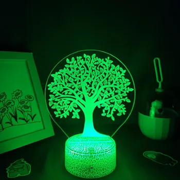 Zimzelena Drevesa 3D Lava Svetilk LED RGB Neon Akril na Dotik Nočne Luči Kul Pisano Darilo Spalnica nočno omarico Namizno Dekoracijo