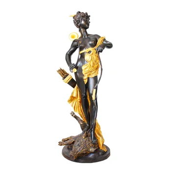 Življenje Velikost Diana Kip, Kiparstvo Bron Zlato Antični Grški Mitologiji Boginja Umetnosti Krasen Okras
